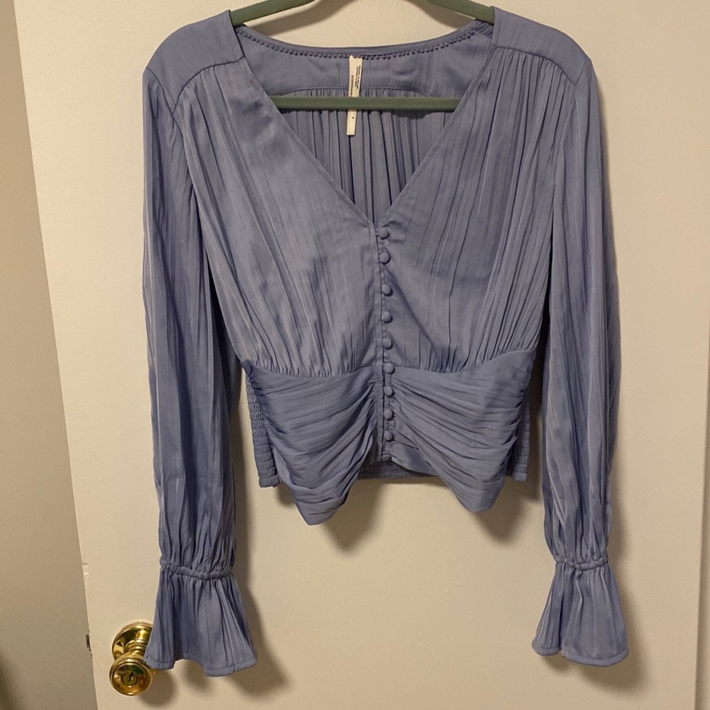 Anthropologie Lavender Long Sleeve Blouse